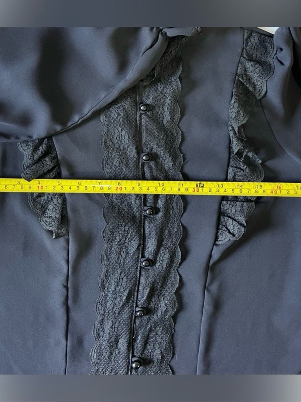 Vintage Club Prive Blouse Size Small Sheer Black Ruffled Lace Whimsigoth Blouse - Picture 3 of 9